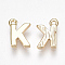 Brass Charms, Nickel Free, Letter, Golden, Letter.K, 8.5x5x1.5mm, Hole: 0.8mm