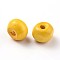 Dyed Natural Wood Beads, Round, Lead Free, Yellow, 20x18mm, Hole: 4.5mm, about 400pcs/1000g