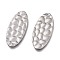 Tarnish Resistant 304 Stainless Steel Pendants, Textured, Oval, Stainless Steel Color, 38x16x1~1.5mm, Hole: 1.5mm