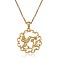 Hummingbird and Flower Pendant Necklace, Brass Jewelry for Women, Golden, 17.72 inch(45cm)