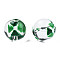 Transparent Glass Beads, Hand Drawn Beads, with Enamel Windmill Pattern, Round, Green, 13x12x11mm, Hole: 1.6mm