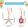 2Pcs 2 Style Colorful Full Rhinestones Pendant Keychain KEYC-WR0001-37-2