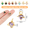 16PCS 8Colors Brass Cubic Zirconia Charms KK-DC0003-70-2