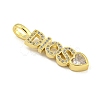 Word DIOS Rack Plating Brass Micro Pave Clear Cubic Zirconia Pendants X-KK-Z053-11G-02-2