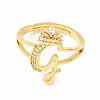 Clear Cubic Zirconia Initial Letter with Crown Adjustable Ring RJEW-M139-17G-2
