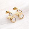 Butterfly Brass Shell Stud Earrings KK-D363-22G-4