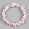 Unisex Chip Natural Rose Quartz Beaded Stretch Bracelets BJEW-S143-25-2