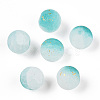 Frosted Baking Paint Crackle Glass Beads with Glitter Powder LS-DGLA-T004-01G-1