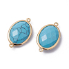 Golden Tone Brass Synthetic Turquoise Links connectors G-F339-A04-2