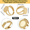 8Pcs 304 Stainless Steel Open Cuff Ring Settings RJEW-BBC0001-25-2