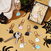 8Pcs 4 Colors Halloween Ghost Colorful Flower Alloy Enamel Pendant Decorations HJEW-CP0001-07-5