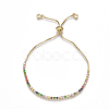 Adjustable Brass Cubic Zirconia(Random Mixed Color) Slider Bracelets BJEW-S141-01-1