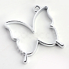 Rack Plating Alloy Butterfly Open Back Bezel Pendants PALLOY-S047-34D-FF-2