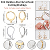 SUNNYCLUE 80Pcs 4 Style 304 Stainless Steel Leverback Earring Findings STAS-SC0005-85-2