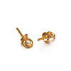 Golden Plated 201 Stainless Steel Cup Pearl Peg Bails Pin Pendants STAS-E088-09-3mm-1