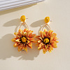 Raffia Cloth and Iron Stud Dangle Earrings WGBCEB0-02-1
