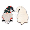 Christmas Single Face Printed Wood Big Pendants WOOD-H102-01F-3