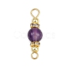 5Pcs 5 Styles Natural Green Aventurine & Rose Quartz & Amethyst & Dyed White Jade & Citrine Round Connector Charms PALLOY-JF04362-3