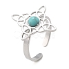 Synthetic Turquoise Finger Rings RJEW-I110-02P-01-4