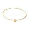 Rack Plating Brass Micro Pave Clear Cubic Zirconia Letter Open Cuff Bangles BJEW-A018-01G-Z-2