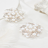 2Pcs Flower Alloy Rhinestone Cabochons FIND-LP0002-22-1