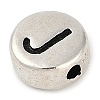 925 Sterling Silver Flat Round with Letter Beads STER-G044-01AS-J-2