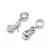 Large Hole Brass Micro Pave Cubic Zirconia European Dangle Charms CPDL-E024-04P-1