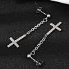 Christian Upside Down Cross 201 Stainless Steel Dangle Stud Earrings EJEW-P314-01B-P-2
