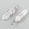 Natural Quartz Crystal Double Terminated Pointed Pendants G-J062-05P-3