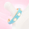 Brass Enamel Cuff Open Rings RJEW-P190-01G-02-2