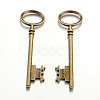 Tibetan Style Alloy Skeleton Key Large Pendants TIBEP-S105-AB-RS-1