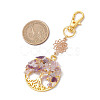 Natural Amethyst Chips Beads & Alloy Tree of Life Pendant Decorations HJEW-JM03129-01-3