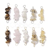 10Pcs 5 Styles Constellation Natural Citrine & Gold Rutilated Quartz & Tiger Eye & Citrine & White Moonstone Copper Wire Wrapped Chip Beaded Connector Charms PALLOY-JF02905-07-1