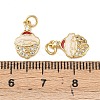 Christmas Brass Micro Pave Cubic Zirconia Enamel Charms KK-L255-19G-08-3