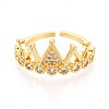 Brass Micro Pave Cubic Zirconia Cuff Rings for Women KK-T071-70G-2