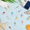 40Pcs Starfish Dyed Synthetic Turquoise & Natural Cowrie Shell Pendants PALLOY-SC0004-41-3