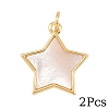 2Pcs Natural White Shell Pendants KK-YW0003-76B-1