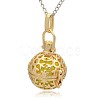 Golden Tone Brass Hollow Round Cage Pendants KK-J232-07G-2
