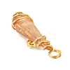 2Pcs Electroplated Natural Quartz Crystal Dyed Copper Wire Wrapped Pendants PALLOY-JF03174-01-5
