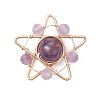 5Pcs 5 Styles Synthetic Turquoise & Natural Amethyst & Carnelian & Dyed Lapis Lazuli & Green Aventurine & Apatite Copper Wire Wrapped Pendants PALLOY-TA00368-2