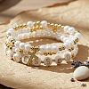 3Pcs Imitation Pearl Letter & Metal Cross Multi-Strand Bracelet Sets NP1361-2