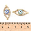 Brass Micro Pave Clear Cubic Zirconia Enamel Horse Eye Connector Charms KK-H534-02G-3