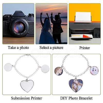DIY Blank Heart Brass & Alloy Charm Bracelets Making Kit BJEW-DC00002-1