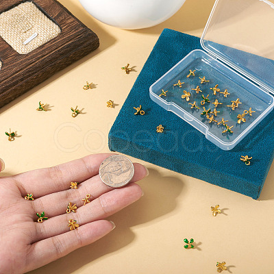 40Pcs 2 Styles Brass Enamel Eye Pin Peg Bails KK-TA0003-44-1
