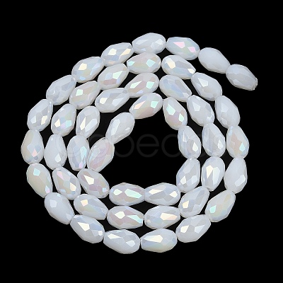 Opaque Solid Color Electroplate Glass Beads Strands EGLA-N013-J8mm-B03-1