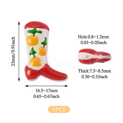 5Pcs Boot Baking Paint Glass Enamel  Beads LAMP-TADJ0001-08A-1