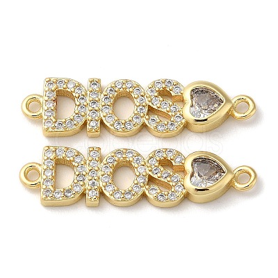 Rack Plating Brass Pave Clear Cubic Zirconia Connector Charms X-KK-K332-39G-1