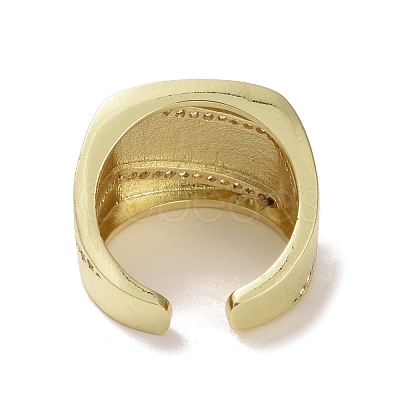 Brass Micro Pave Cubic Zirconia Open Cuff Ring RJEW-K256-52G-1