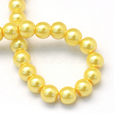 Baking Paint Pearlized Glass Pearl Round Bead Strands HY-Q003-6mm-67-1