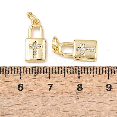 Brass Micro Pave Clear Cubic Zirconia Pendants KK-G544-08G-01-1